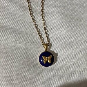 Lia Sophia Gold and Blue Butterfly Necklace